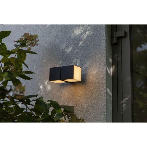 Aplique de pared LED para exterior CUBA 360º con doble cabezal 24,4W antracita/negro mate 3000K/4000K