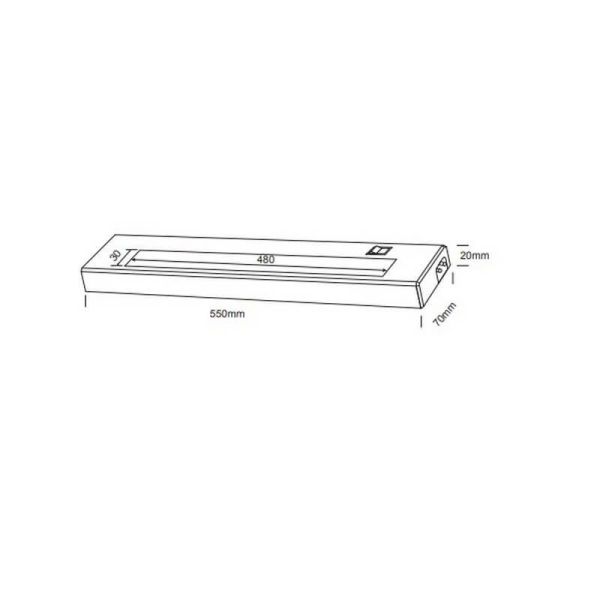 Aplique pared LED lámpara bajo armario para cocina 55cm ALINO | LeonLeds