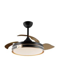 Ventilador de techo luz LED HERÓN dimmable función inversa Negro mate | LeonLeds