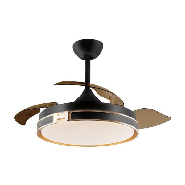 HERON Ventilador de teto com luz LED função reversa regulável Preto fosco | LeonLeds