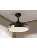 Ventilador de techo luz LED HERÓN dimmable función inversa Negro mate foto ambiente aspas cerradas