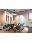 Ventilador de techo luz LED HERÓN dimmable función inversa Negro mate en un salón-comedor