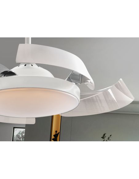 ENZO LED ventilador de teto com lâminas retráteis reguláveis detalhe da lâmina