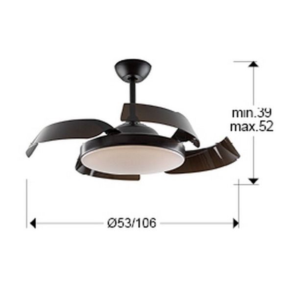 ENZO lumière LED ventilateur de plafond dimmable fonction inverse mesures du produit