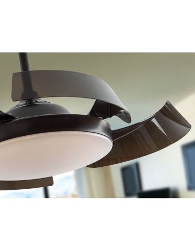 Ventilador de techo luz LED ENZO dimmable función Inversa detalle aspas negro mate