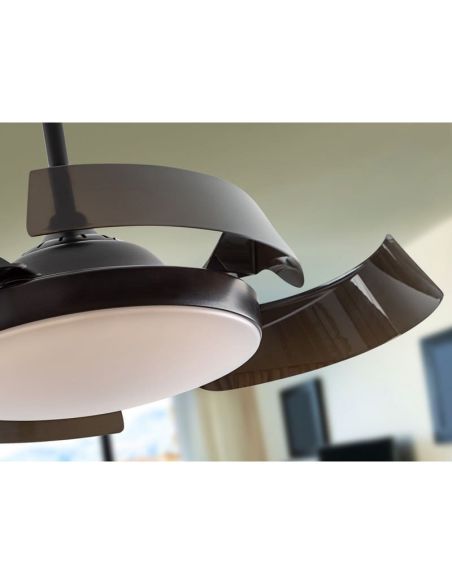 Ventilador de techo luz LED ENZO dimmable función Inversa detalle aspas negro mate