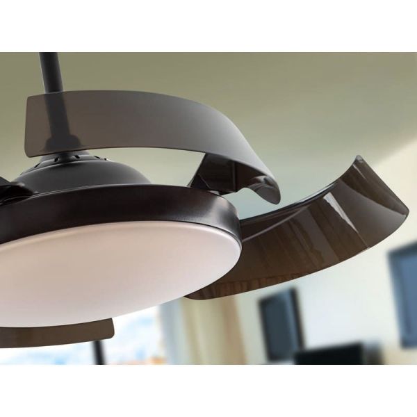 Ventilador de techo luz LED ENZO dimmable función Inversa detalle aspas negro mate