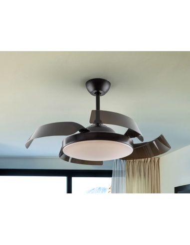 Ventilador de techo luz LED ENZO dimmable función Inversa foto ambiente aspas abiertas