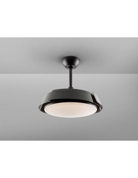 Ventilador de techo luz LED ENZO dimmable función Inversa detalle aspas cerradas