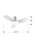 Ventilador de techo con luz LED VITO acabado blanco mate medidas producto