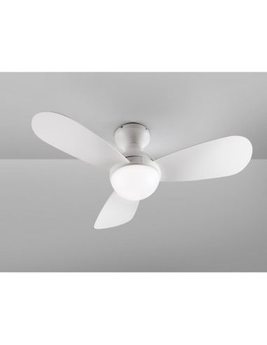 Ventilador de techo con luz LED VITO acabado blanco mate detalle luz LED