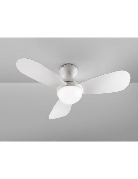 Ventilador de techo con luz LED VITO acabado blanco mate detalle luz LED