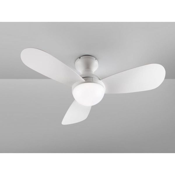 Ventilador de techo con luz LED VITO acabado blanco mate detalle luz LED