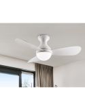 Ventilateur de plafond VITO avec lumière LED finition blanc mat photo d'ambiance