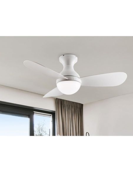 Ventilateur de plafond VITO avec lumière LED finition blanc mat photo d'ambiance