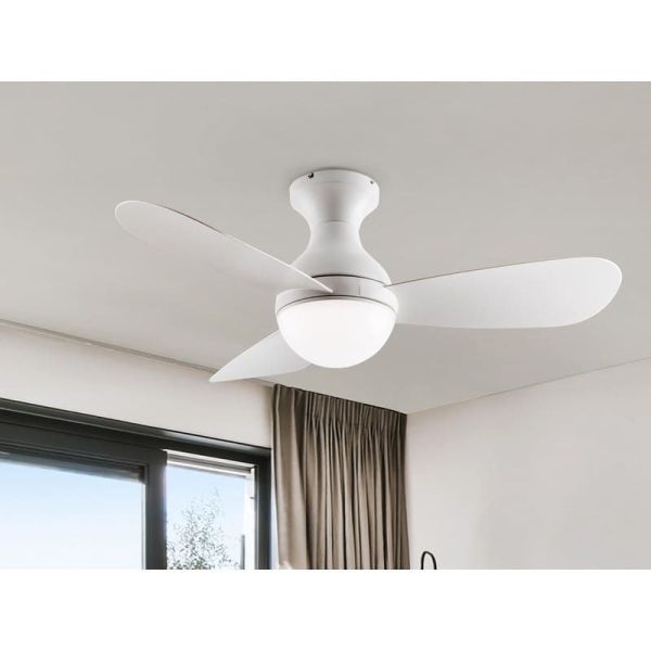 Ventilateur de plafond VITO avec lumière LED finition blanc mat photo d'ambiance
