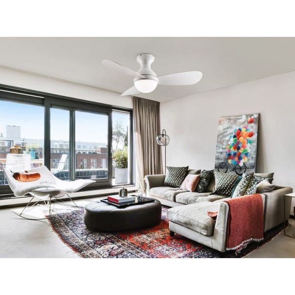 Ventilador de teto com luz LED VITO acabamento branco fosco em sala