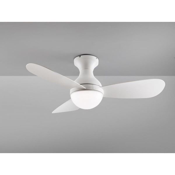 Ventilador de techo con luz LED VITO acabado blanco mate detalle aspas