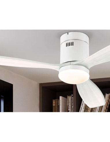 Ventilateur de plafond LED blanc dimmable SIROCO 6 vitesses | LéonLeds