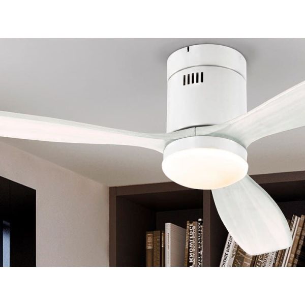Ventilateur de plafond LED blanc dimmable SIROCO 6 vitesses | LéonLeds