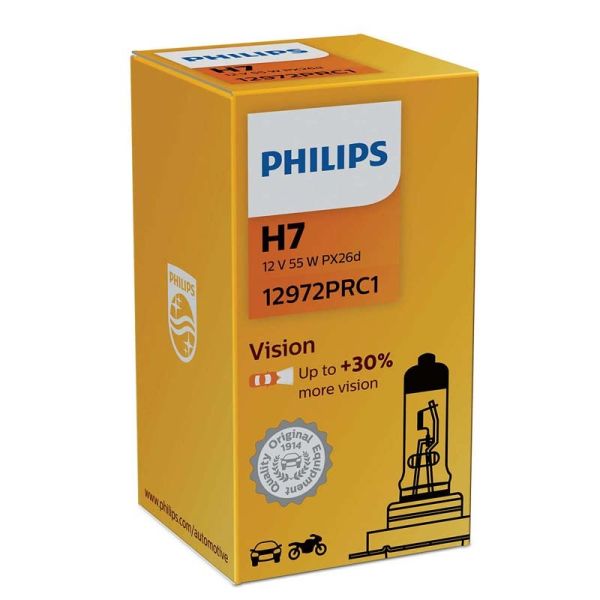 Bombilla Philips Vision H7 PX26D +30% mas de luz 12972PRC1 | LeonLeds