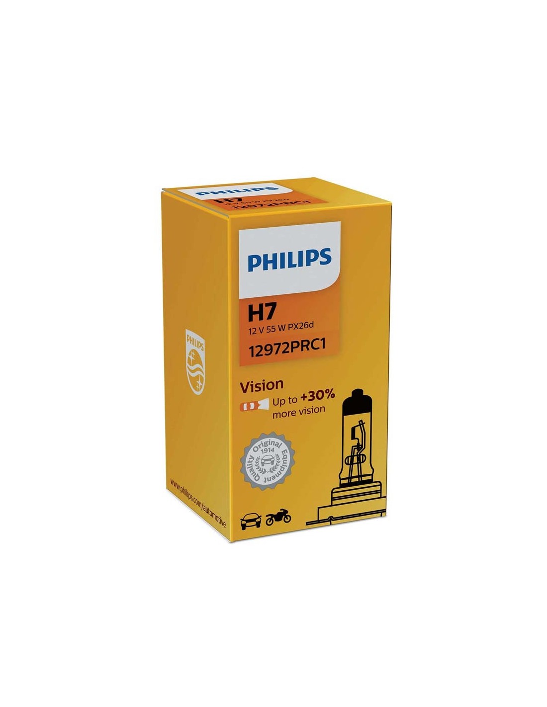 Bombilla H7 Philips Visión PX26D de Philips +30% de luz