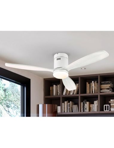 Ventilador de teto LED branco regulável SIROCO 6 velocidades | LeonLeds