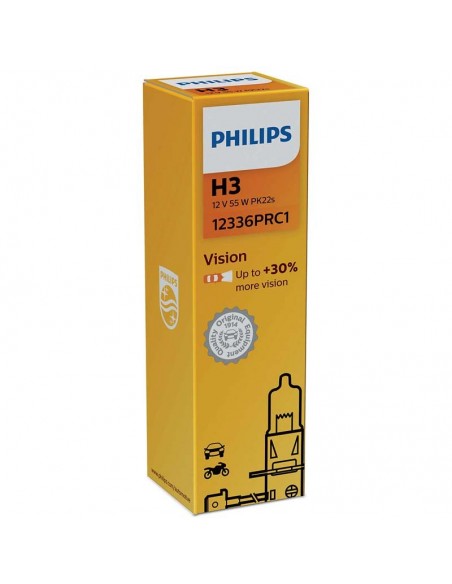 Ampoules h3 PK22S Philips Vision +30% lumière avec câble 12336PRC1 | leonleds