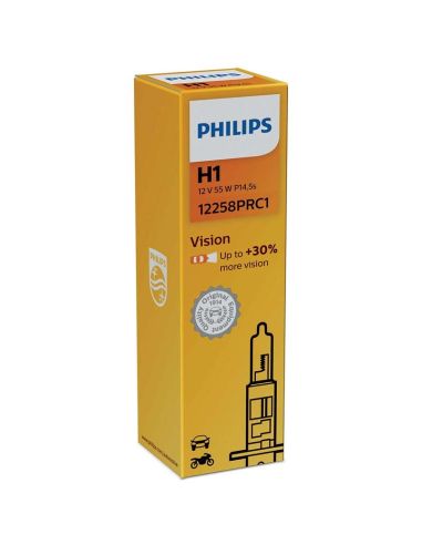 Bombilla Philips h1 Vision p14,5s 12258PRC1 +30% mas de luz | LeonLeds