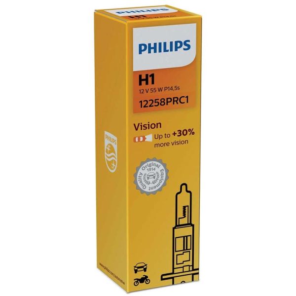 Ampoule Philips h1 Vision p14.5s 12258PRC1 +30% de lumière en plus | leonleds