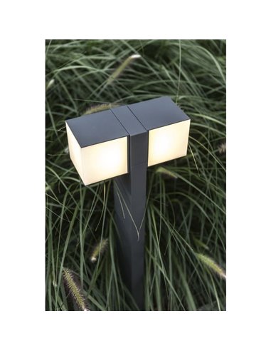 Farol exterior LED CUBA cabeça dupla de 75cm de altura 24,4W 3000K/4000K