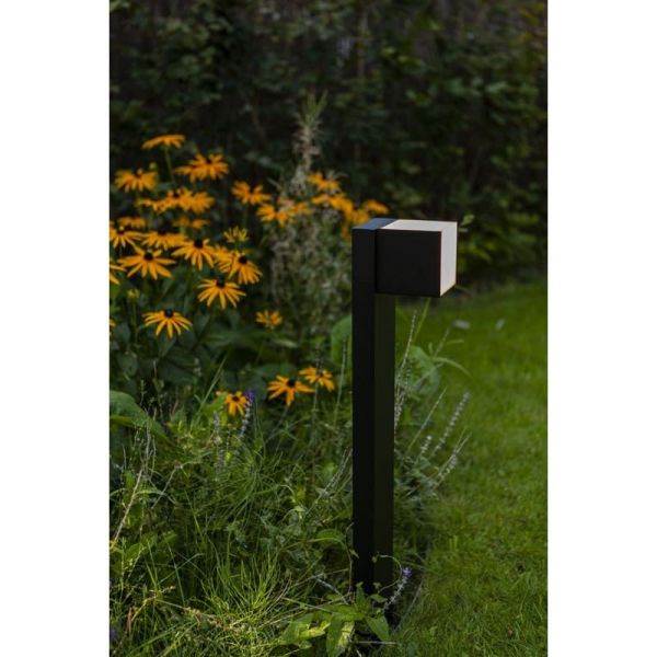 Baliza exterior LED CUBA 75cm de altura 1 cabezal 12,2W 1200Lm 3000K antracita/negro mate con y sin enchufe lateral