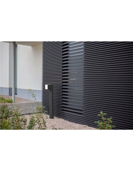 Balise d'extérieur LED CUBA hauteur 75cm 1 tête 12,2W 1200Lm 3000K anthracite/noir mat avec et sans prise latérale