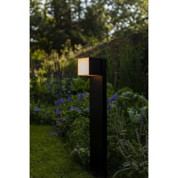 Baliza exterior LED CUBA 75cm de altura 1 cabezal 12,2W 1200Lm 3000K antracita/negro mate con y sin enchufe lateral
