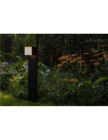 Baliza exterior LED CUBA 75cm de altura 1 cabezal 12,2W 1200Lm 3000K antracita/negro mate con y sin enchufe lateral