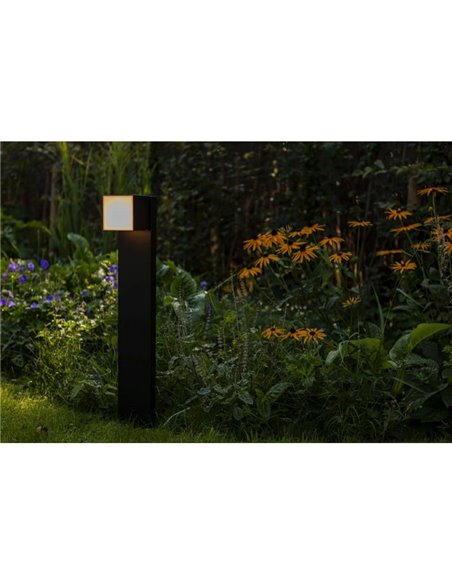 Balise d'extérieur LED CUBA hauteur 75cm 1 tête 12,2W 1200Lm 3000K anthracite/noir mat avec et sans prise latérale