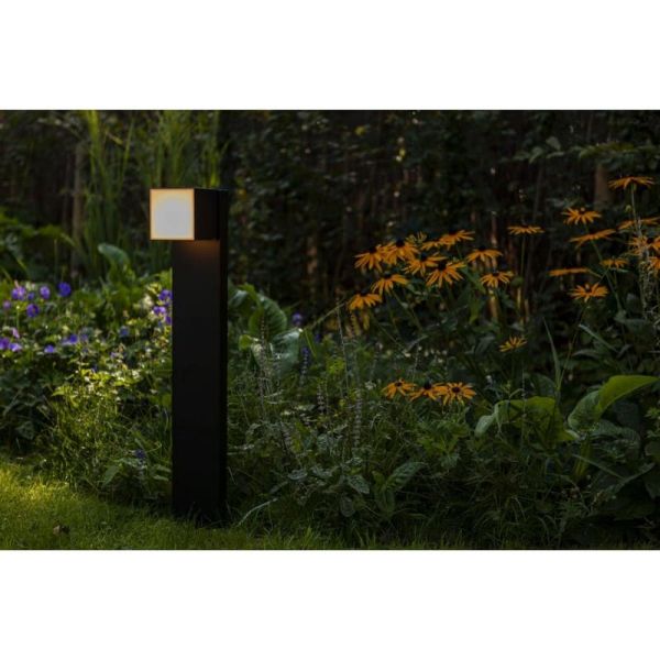 Baliza exterior LED CUBA 75cm de altura 1 cabezal 12,2W 1200Lm 3000K antracita/negro mate con y sin enchufe lateral