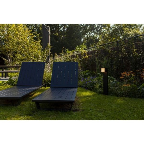 Balise d'extérieur LED CUBA hauteur 75cm 1 tête 12,2W 1200Lm 3000K anthracite/noir mat avec et sans prise latérale