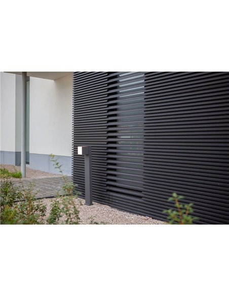 Balise d'extérieur LED CUBA hauteur 75cm 1 tête 12,2W 1200Lm 3000K anthracite/noir mat avec et sans prise latérale