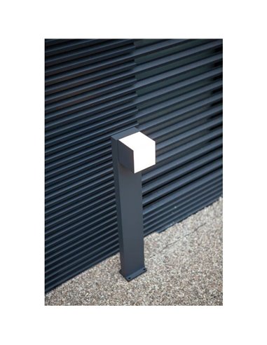 Baliza exterior LED CUBA 75cm de altura 1 cabezal 12,2W 1200Lm 3000K antracita/negro mate con y sin enchufe lateral