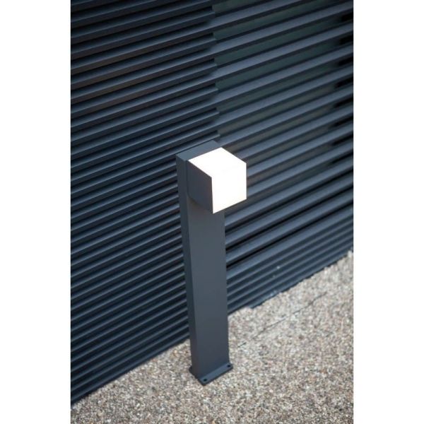Baliza exterior LED CUBA 75cm de altura 1 cabezal 12,2W 1200Lm 3000K antracita/negro mate con y sin enchufe lateral
