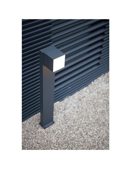 Baliza exterior LED CUBA 75cm de altura 1 cabezal 12,2W 1200Lm 3000K antracita/negro mate con y sin enchufe lateral