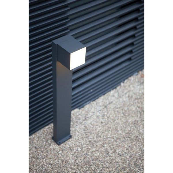 Baliza exterior LED CUBA 75cm de altura 1 cabezal 12,2W 1200Lm 3000K antracita/negro mate con y sin enchufe lateral