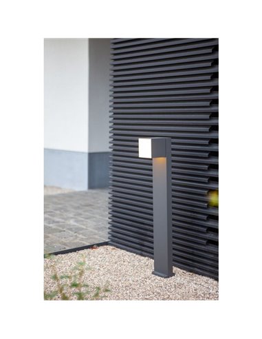 Farol externo LED CUBA 75cm de altura 1 cabeça 12,2W 1200Lm 3000K antracite/preto fosco com e sem plugue lateral