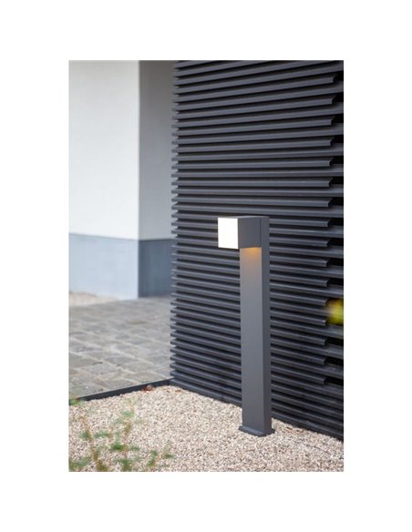 Baliza exterior LED CUBA 75cm de altura 1 cabezal 12,2W 1200Lm 3000K antracita/negro mate con y sin enchufe lateral