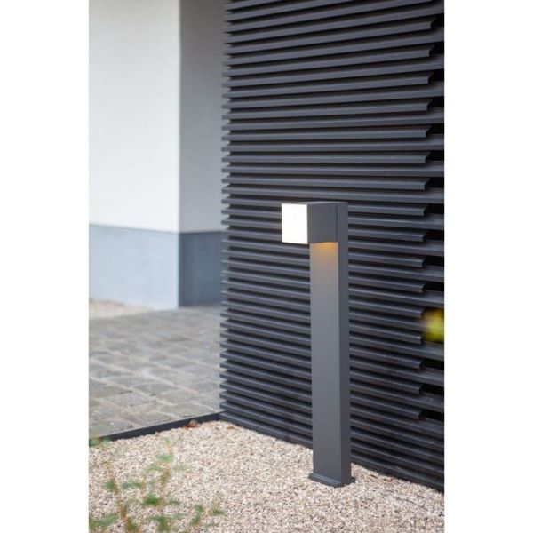 Farol externo LED CUBA 75cm de altura 1 cabeça 12,2W 1200Lm 3000K antracite/preto fosco com e sem plugue lateral