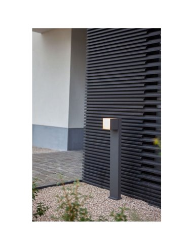Farol externo LED CUBA 75cm de altura 1 cabeça 12,2W 1200Lm 3000K antracite/preto fosco com e sem plugue lateral