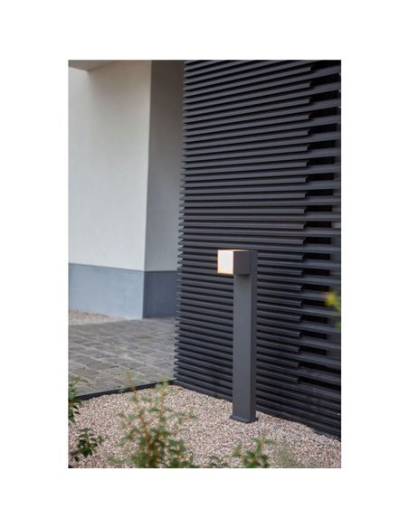 Farol externo LED CUBA 75cm de altura 1 cabeça 12,2W 1200Lm 3000K antracite/preto fosco com e sem plugue lateral