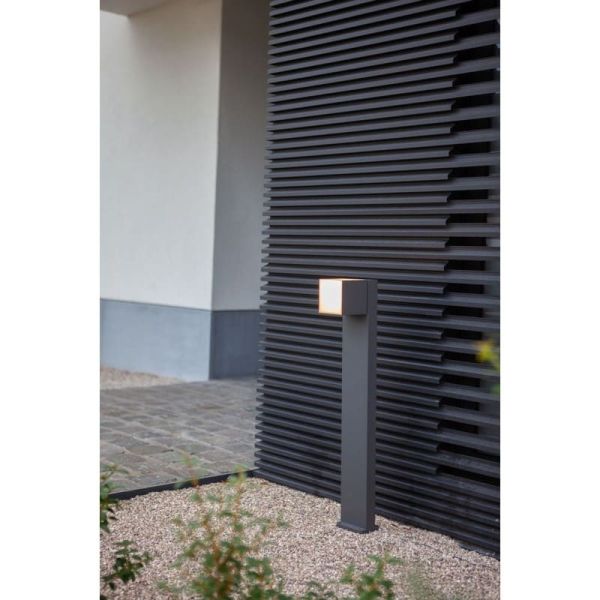 Baliza exterior LED CUBA 75cm de altura 1 cabezal 12,2W 1200Lm 3000K antracita/negro mate con y sin enchufe lateral