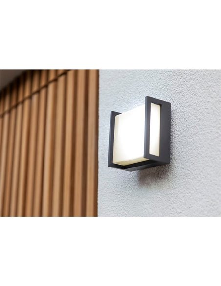 QUBO MINI aplique LED quadrado antracite para exterior 9,5W 3000K/4000K